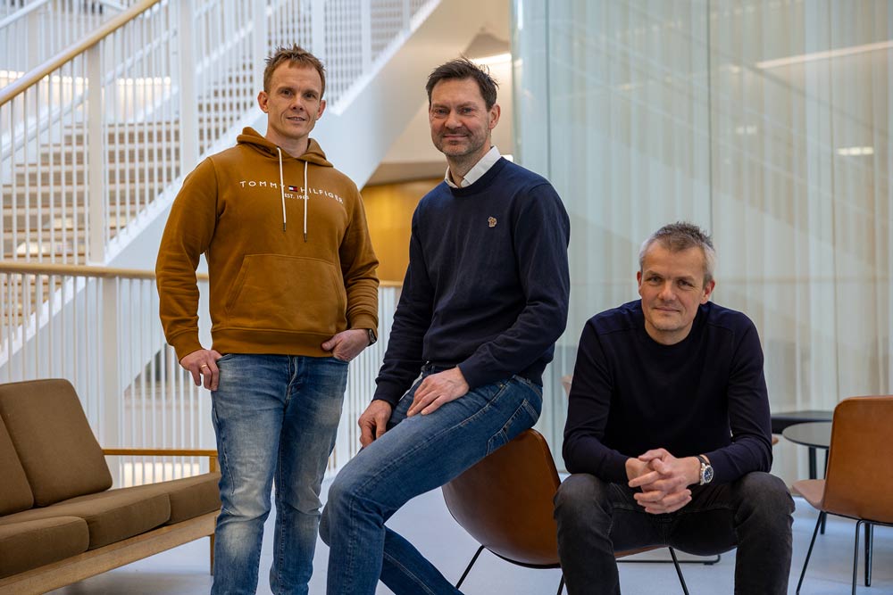 Billede af de tre prismodtagere: fra venstre Jean Farup, Frank Vincento de Paoli og Thomas Holm Pedersen. 